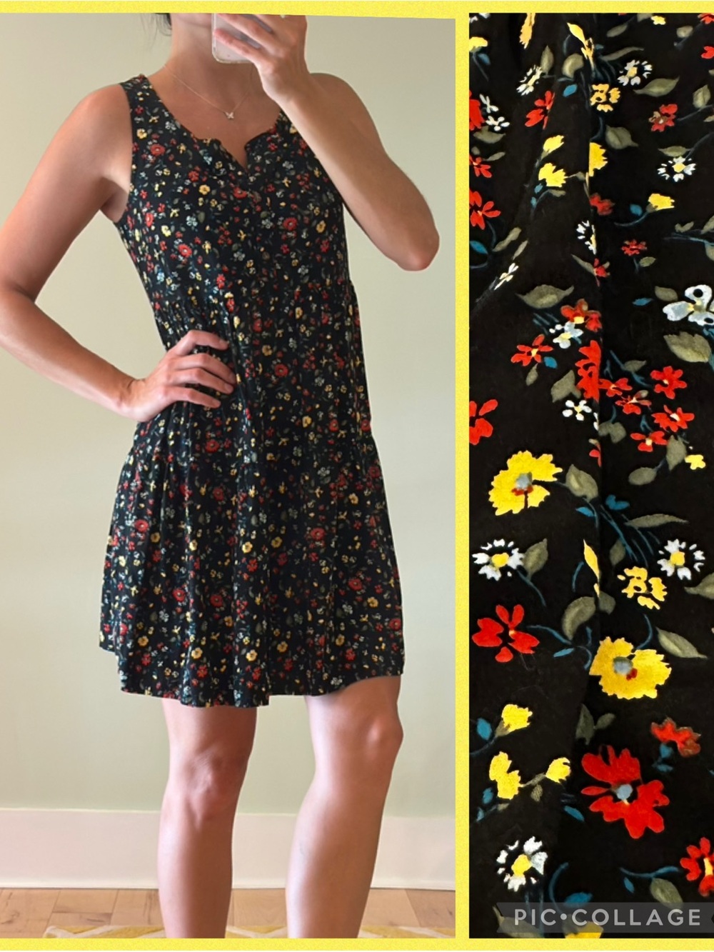Time&Tru Black Floral Sleeveless Sundress